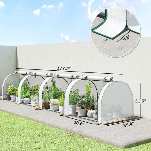 outsunny mini greenhouse 177.2" x 39.4" x 31.5" on a desk or shelf