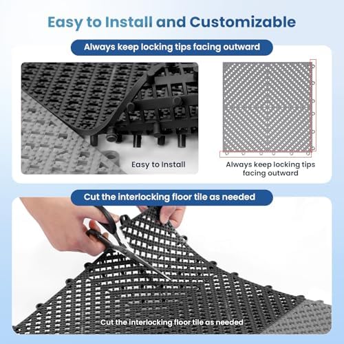 jocoevol 60-pcs interlocking tile, indoor/outdoor drainage interlocking floor, side view