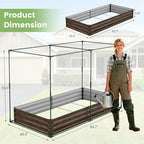 docred crop cage with raised garden bed, 84.6" showing dimensions