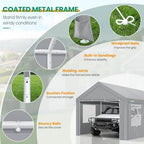cobizi 12x20 ft heavy duty carport with galvanized showing dimensions