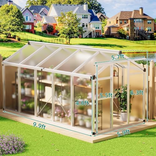 garvee 6x10 ft greenhouse - large aluminum greenhouses, close-up detail