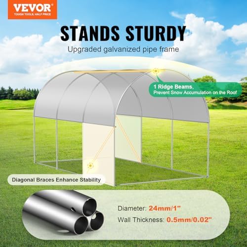 vevor walk-in tunnel greenhouse, 9.6x6.4x6.2 ft hoop house shown in use