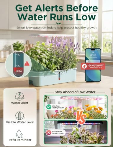 letpot lph-air hydroponics growing system kits, app & showing dimensions