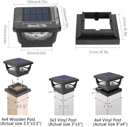 solar post cap lights for 3x3 metal/vinyl &, close-up detail