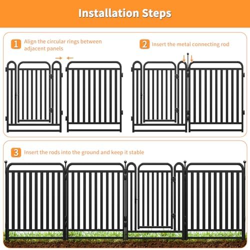 thickened metal tube garden fence, animal barrier fence, side view