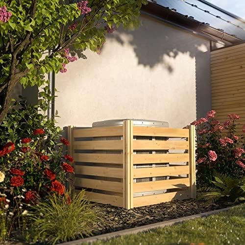 greenes fence premium cedar outdoor air conditioning cover shown in use