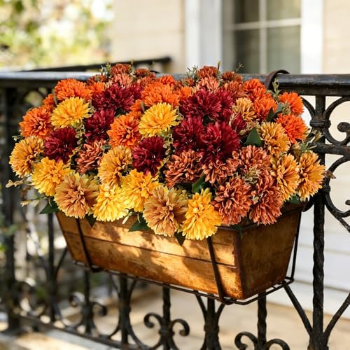 fake flowers artificial mums for outdoors,uv resistant faux, close-up detail