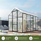 6*8.2ft greenhouse for outdoors,polycarbonate greenhouse with stronger wind showing dimensions