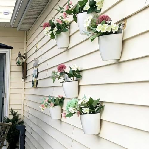 white hanging planter pots self watering vertical garden showing dimensions