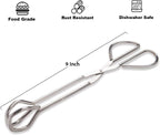 Hiash 9-Inch Heavy Duty Stainless Steel Kitchen Tongs - Comfortable Ergonomic Grip, Scissor Design, Heat Resistant for BBQ and Cooking