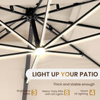 13 ft cantilever patio umbrella outdoor with lights shown in use
