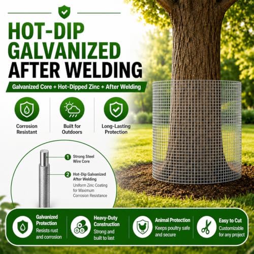 Hardware Cloth 1/2 inch Chicken Wire Fencing 48 x 100 Ft 19-Gauge | Hot-dip Galvanized After Welding Chicken Wire Mesh Roll Rat Wire Gopher Mesh Garden Fencing