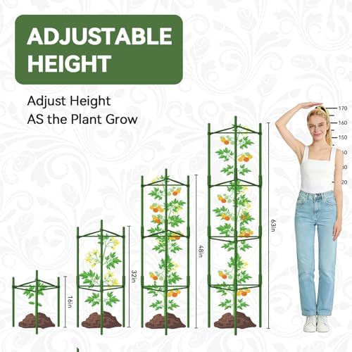 halatool 4 pack tomato cages for garden, up showing dimensions