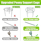 peony cages and supports, 11.5" dx16 h metal showing dimensions
