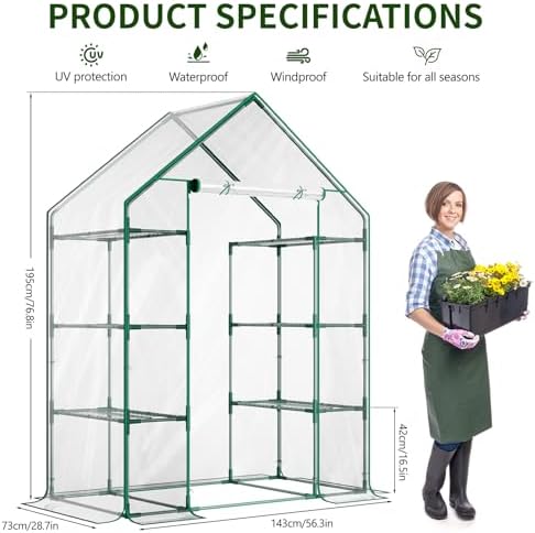 sunyrisy 4 tier dual indoor/outdoor greenhouse with grow, close-up detail
