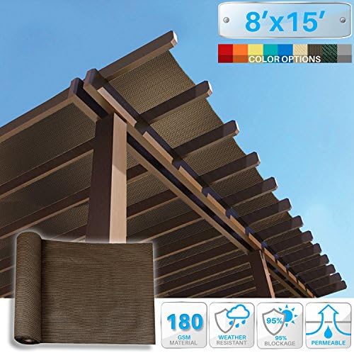 patio 8' x 15' sun shade fabric roll shown in use