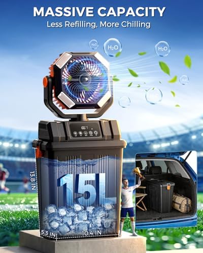 40000mah misting fans for outside, 15l large tank, close-up detail