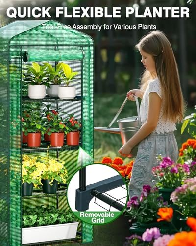 pyy mini indoor greenhouse with grow light on a desk or shelf