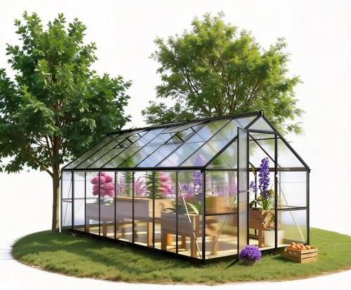 8x16 ft durable & easy assembly aluminum greenhouse,outdoor, view 9