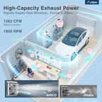 amico 12" shutter exhaust fan, thermostat,1400 sq.ft,25w dc, side view