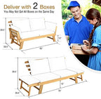 tangkula convertible acacia wood patio sofa bed with, close-up detail