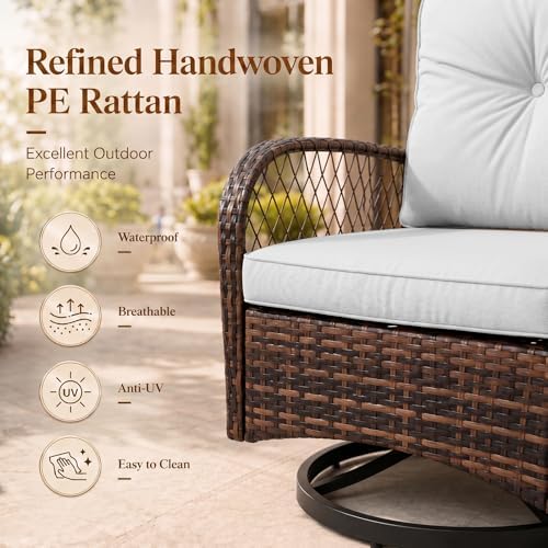 outdoor swivel rocker patio chairs, 3 piece patio, front angle view