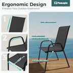 pamapic outdoor dining sets for 6, rectangular steel, front angle view
