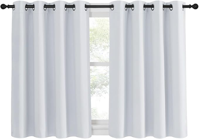 NICETOWN Greyish White Room Darkening Curtain - Window Treatment Thermal Insulated Grommet Room Darkening Curtain/Panel for Bedroom (1 Panel, 52 by 54, Greyish White)