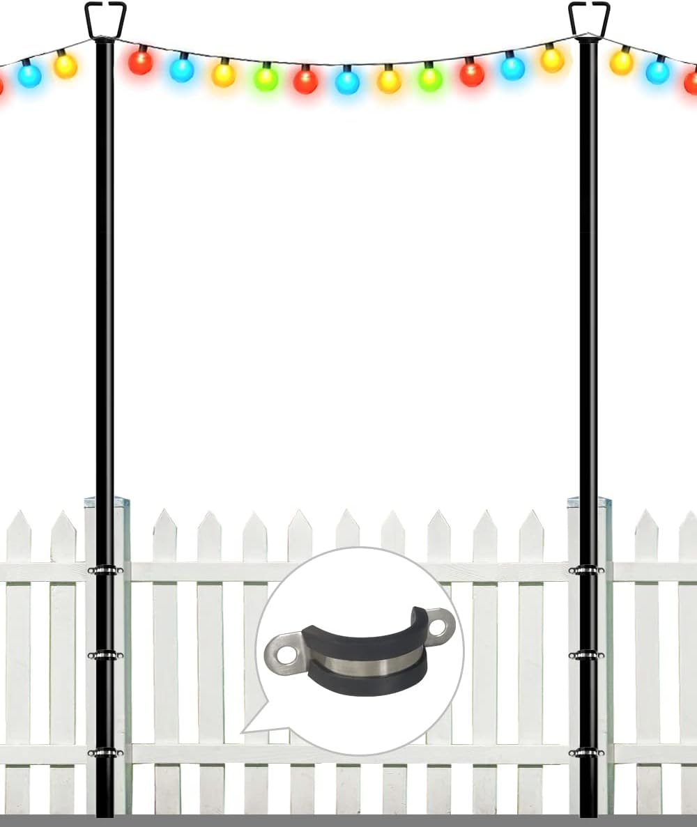 queension 10ft deck string light poles for outdoor, main product view