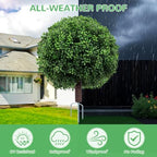 27.5" artificial boxwood topiary ball trees for outdoors, side view