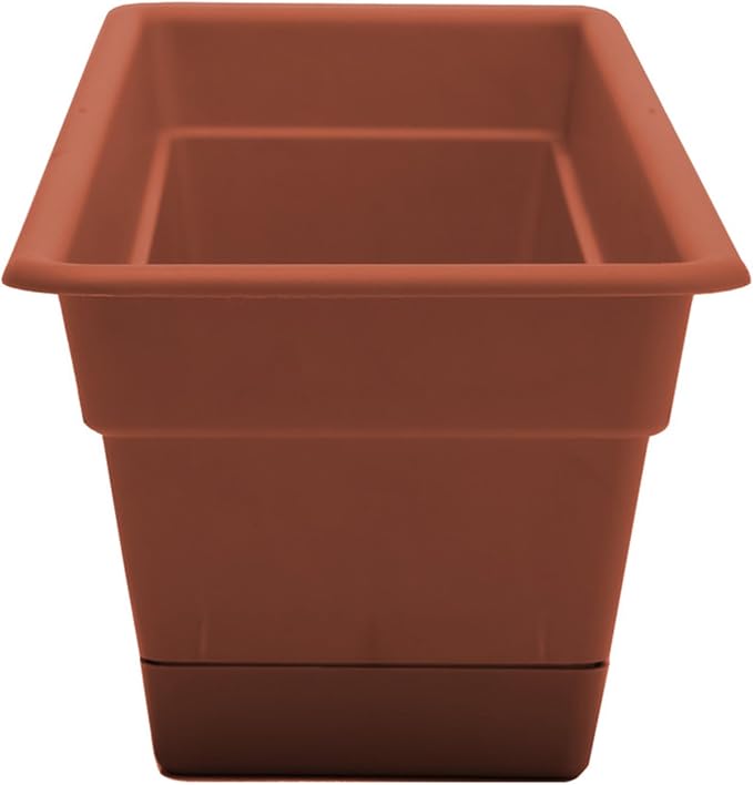 Bloem Dura Cotta 18" Terra Cotta Resin Rectangle Window Box Planter with Saucer Tray for Indoor and Outdoor Gardening