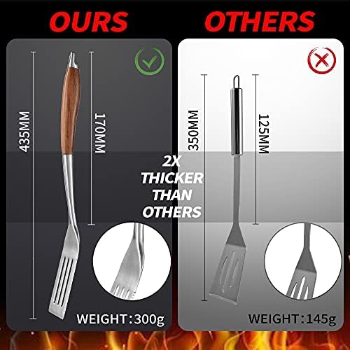 grilaz heavy-duty rose wooden bbq grilling tools set., close-up detail