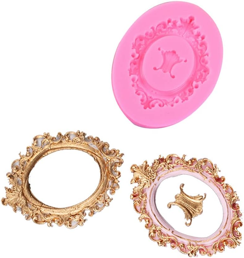 D-Doner 6 pcs Picture Frames Fondant Molds Photo Mirror Silicone Wedding Cake Decorating Mold for Cookie, Chocolate, Candy, Cupcake Topper, Polymer Clay, Soap Wax Making