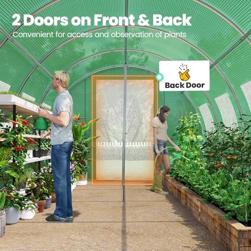 king bird premium 25x10x6.6ft greenhouse for outdoors, large showing dimensions