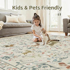 Runner Rug Washable Runners Kitchen Rugs Non Slip Neutral Floral Carpet | 2'6''x8', Beige, Animal, Hallways, Entryway, Living Room, Bedroom, Laundry, Stain Resistant, Indoor