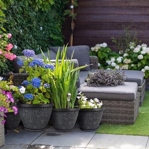 nooulap 4 pack 16 inch large plant pot, front angle view