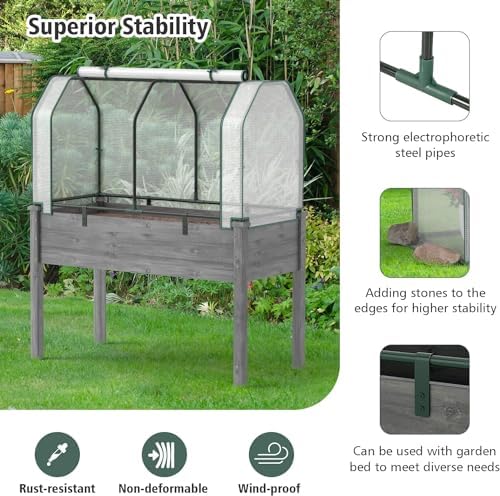 s afstar raised garden bed with greenhouse cover shown in use