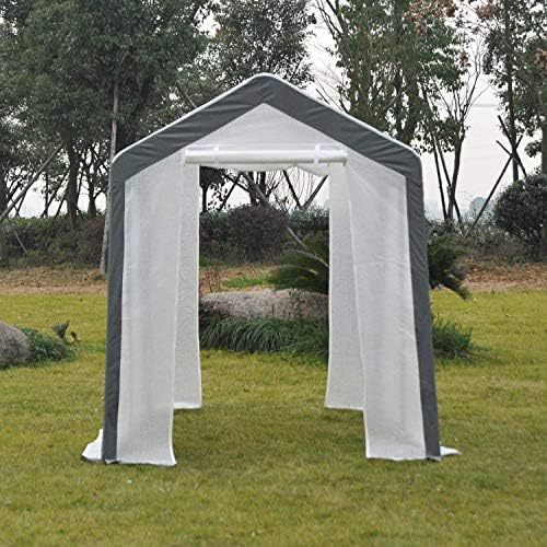 outsunny 8' x 6' x 7' walk-in greenhouse shown in use