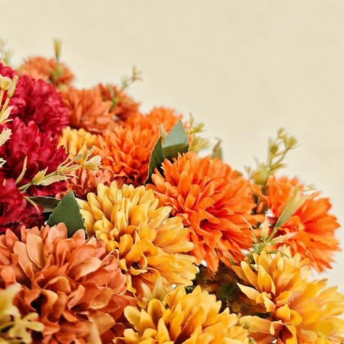 fake flowers artificial mums for outdoors,uv resistant faux, side view