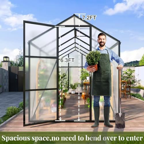 6*8.2ft greenhouse for outdoors,polycarbonate greenhouse with stronger wind shown in use