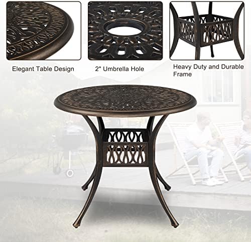 vingli 5-piece outdoor patio dining set, cast aluminum, close-up detail
