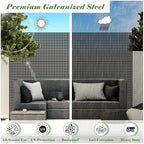 domi metal privacy screen, freestanding outdoor indoor divider showing dimensions