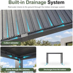 aoxun louvered pergola 10x10 all-aluminum, waterproof curtains and, view 13