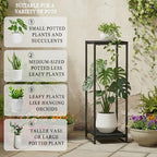 34" tall 2-tier corner plant stand indoor, black, side view