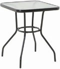 Four Seasons Courtyard Sunny Isles 24 Inch Outdoor Patio Bistro Dining Table Backyard Squared Furniture with Tempered Glass Tabletop, Black