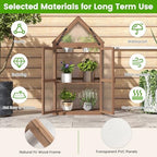 happygrill cold frame, mini wooden green house w/transparent, close-up detail