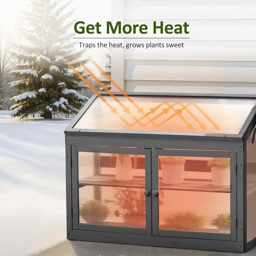 mcombo wooden cold frame garden greenhouse flower planter, side view
