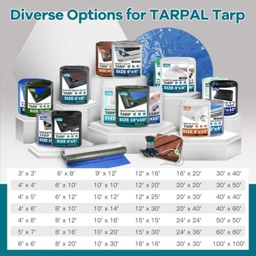 tarpal clear tarp 20x30ft large tarp waterproof clear, front angle view