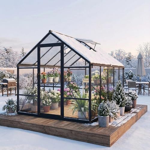 garvee 8x10ft walk-in greenhouse, heavy duty large outdoor showing dimensions