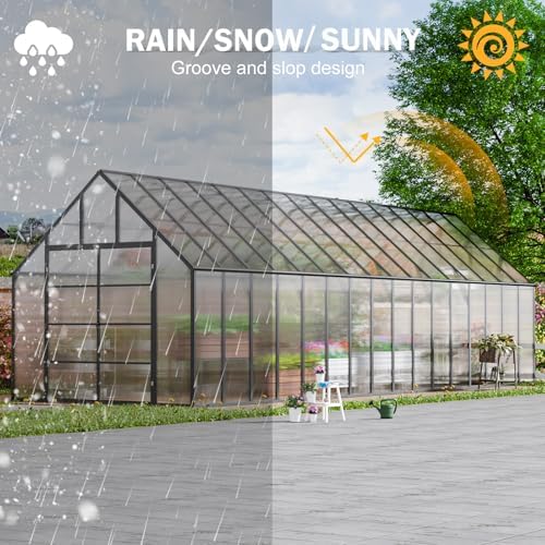 cdcasa 32x10x10 ft polycarbonate greenhouse for outdoors w/7 showing dimensions